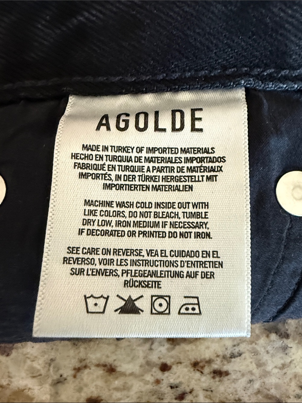 Agolde Mini Skirt Black Denim High Rise Raw Hem Button Front & 5 Pockets Sz 29 - Picture 5 of 9
